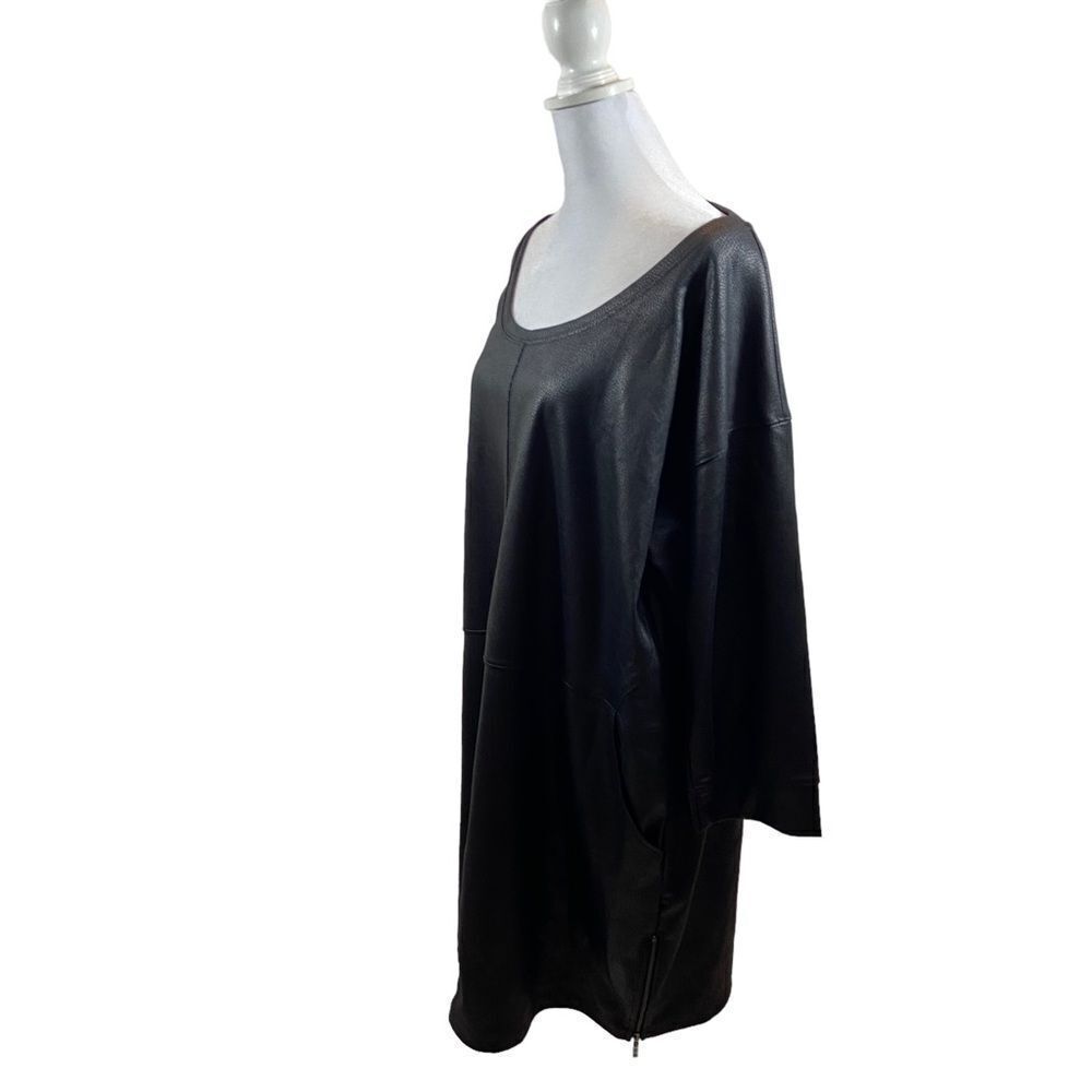 Gabrielle Union New York & Co Faux Black Leather Side Zipper Tunic Dress XXL